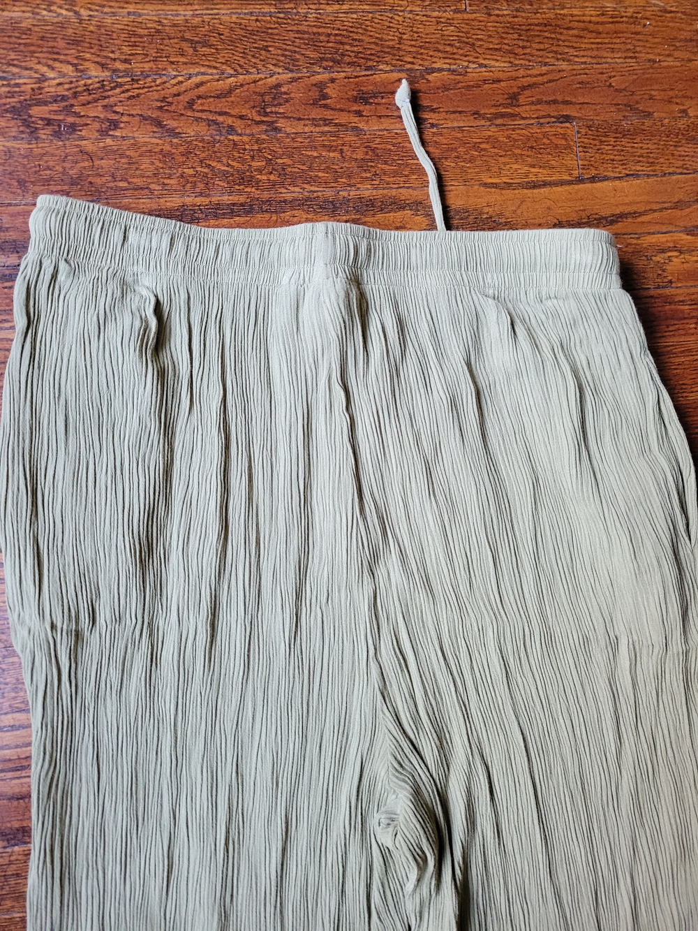 Sag Harbor Women’s Crinkle Straight Leg Pants, Elastic Waist Lime Sz M Boho - Picture 11 of 17